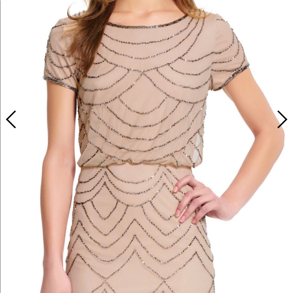 Adrianna Papell Beaded Blouson Gown size 10